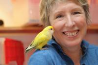 Mary McQueen and Luigi the Lovebird